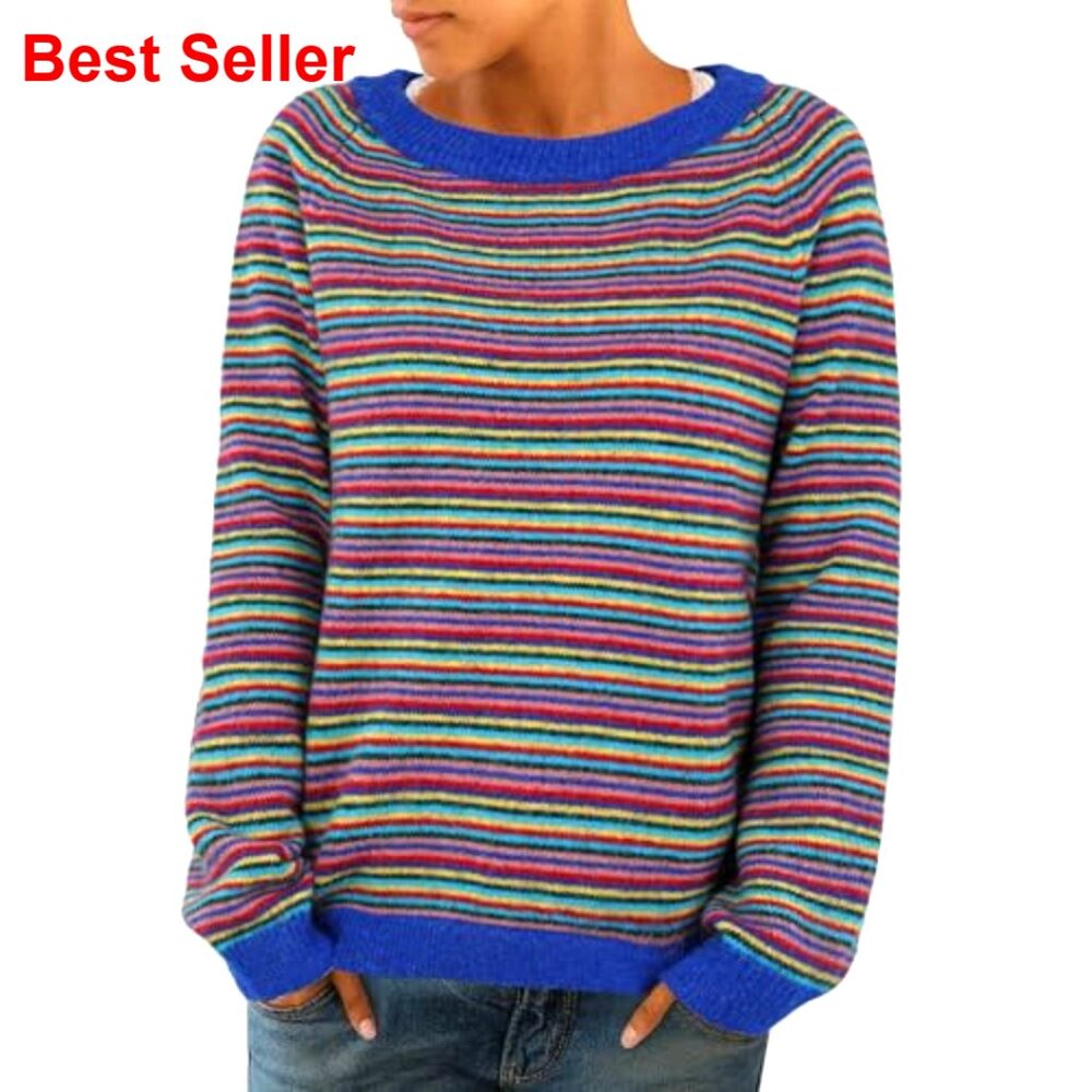 Fair Isle Wool Blend Crewneck Sweater Vintage Pullover Winter Top - Picture 2 of 5